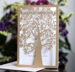 wedding invitations laser cut wedding invitations love tree wedding party invitations sets Blank Inside page With white envelope