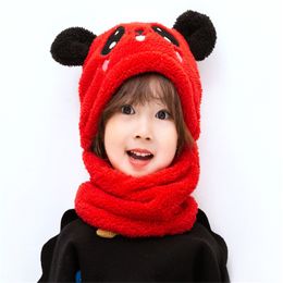 Cartoon Hat for Girls Boys Scarf Thicken Cap Newborn Photography Baby Stuff Winter Children Kids 1-18Years 20220302 Q2