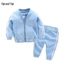 Top and Top Fashion Kids Baby Boy Clothes Set Cotton Long Sleeve Sweatshirt+Trousers 2PCS Tracksuit Baby Girls Outfits Bebes LJ201023