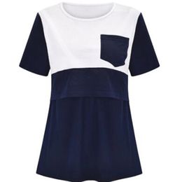 2020 Hot Sale Women Maternity Clothes Casual Short Sleeve O-Neck Nursing Crop Top For Breastfeeding LJ201119