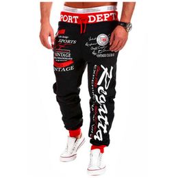 Summer Casual Pants Men's Drawstring Elastic Waist Letter Printing Loose Sports Pants Hip Hop Street Dance Casual Pants 201110