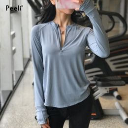 Peeli Long Sleeve Yoga Top Fitness Sports Women Jerseys Workout T shirts Quick Dry Yoga Shirt Exercise Gym Tank Tops Activewear T200401