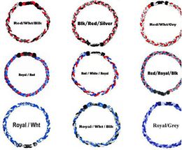 Titanium Braided Necklaces 3-rope Baseball Sports Necklace Choker Necklace