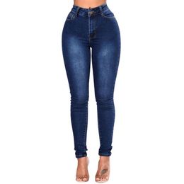 comfortable jeans women Canada - Women's Jeans Womens High Waisted Slim-fit Skinny Ladies Solid Color Pants Comfortable Wash Denim Trousers