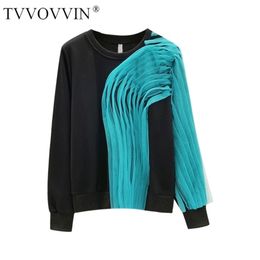 TVVOVVIN Colour Patchwork Women Hoodies Matching Sweatshirt Coat Irregular Plus Size Casual Pullovers Hoodie Women Tops GZLV 201217