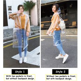 Adult transparent eva long women men fashion raincoat jackets girl fashion clear hooded Impermeable outdoor travel rain coats 2010247b