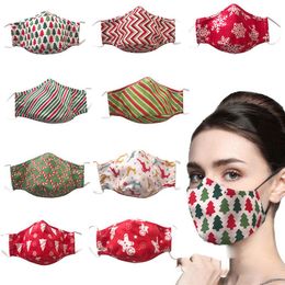 DHL Merry Christmas 3D printed cotton design face mask dust respirator can be washed with water and inserted with filters face mask