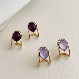 Dangle & Chandelier Fashion Designers Arc Purple Crystal Stud Earrings For Women 2022 New Personality Simple Temperament Earings