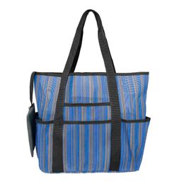 Shopping Bags Women Waterproof Stripe Casual Tote Handbags Fashion Foldable Large Capacity Storage Bag Plastic Beach 220309