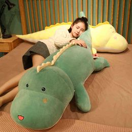 80-120CM Giant Cute Crocodile Plush Toy Stuffed Fluffy Cartoon Animal Doll Girlfriend Sleeping Pillow Baby Kids Birthday Gift AA220314