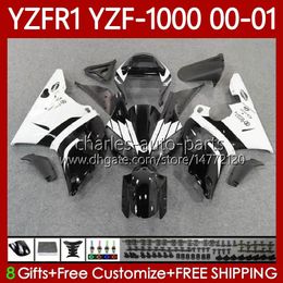 Motorcycle Bodywork For YAMAHA YZF-R1 YZF1000 YZF R 1 1000 White black CC 00-03 Bodys 83No.58 YZF R1 1000CC 2000 2001 2002 2003 YZF-1000 YZFR1 00 01 02 03 OEM Fairing Kit