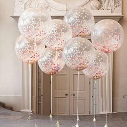 36-inch Round Transparent Paper Balloon Birthday Party Decor Wedding Layout Large Confetti Balloons JJE13092