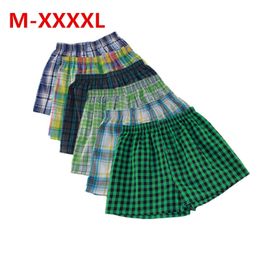 M-XXXXL mens underwear boxers loose shorts Classic Plaid Men Boxer Shorts Mix Colors Trunks Cotton Cuecas Underwear LJ201110