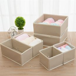 6PCs Foldable Underwear Storage Box Set Drawer Divider Bras Socks Washable Folding Boxes Home Storage Organizer Y200628