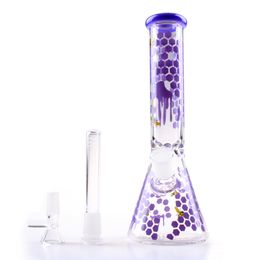10 '' Honeycomb Beaker Bongs Perc in Hookahs Pink Glass Bong Water Pipes for Daily Smoking