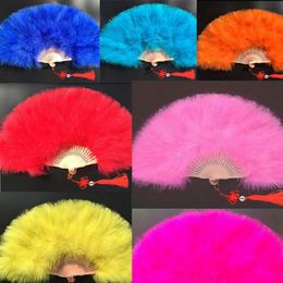 Fluffy Large Turkey Feather Hand Fan Ladies Holding Dance Props Goose Feather Fans Party Wedding Home Decorative Handmade Fans 201125