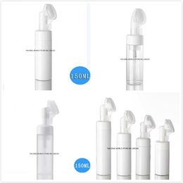 150ML plastic PET bottle with silicon foaming pump brush for facial cleanser/foam/mousse/soap/massage skin care packing