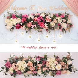 Wedding artificial flowers row for wall arched door home decoration T station road cited fake flower window shop decor christmas 201201
