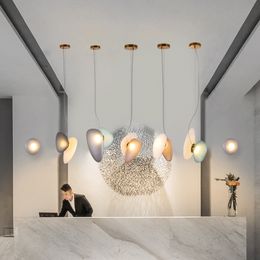 Modern minimalist creative personality cobblestone glass pendant lamp restaurant bedroom Colour glass pendant light hanging lamps