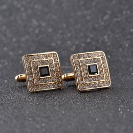 Fashion Square diamond cuff links gold Formal Shirts Business suits cufflinks button men Jewellery will and sandy