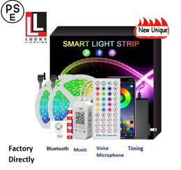 PSE Bluetooth LED-lampor 20m RGB 5050 SMD Flexibelt band Vattentät Musik LED-ljus 5M 10m TAPE Diod DC 12V CONTROL