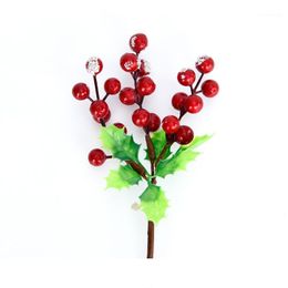 Christmas Decorations 10pcs DIY Red Fruit String Cuttings Artificial Berry Ear Pine Cone Home Ornaments Festivals Tree Decor Party Supplies1