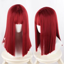 Clavicle Wig Lolita Wig Harajuku Long Straight Synthetic Hair Fringe Bangs Daily Adult Girls