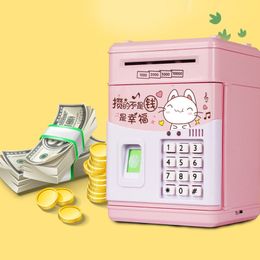 Electronic Piggy Bank Fingerprint Sensing Password Money Box Cash Coins Saving Box ATM Safe Box Automatic Deposit Gift Dropshipp 201125
