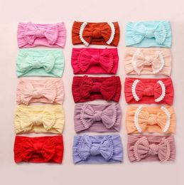 Baby Headbands Fur Ball Bow Infant Turbans Jacquard Wide Head Bands Elastic Newborn Headwrap Boutique Baby Hair Accessories 33 Colours