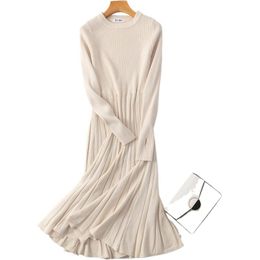 HLBCBG Chic Women Long Knit Maxi Sweater Dress Autumn Winter Knitted A Line Dress Ribbed Thick Christmas Pullover Party Dresses 201204