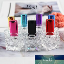 10PCS 10ml Mini Clear Square Glass Perfume Bottle Parfum Fragrance Cosmetic Packaging Refillable Vials