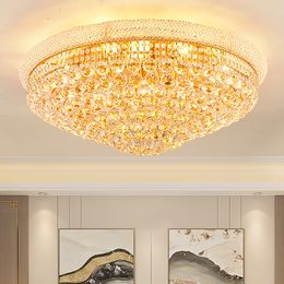 LED Modern Crystal Ceiling Lights Fixture American Luxury pendant Lamp European Round Gold Hanging Lamp Hotel Home Indoor Lighting Diameter100cm