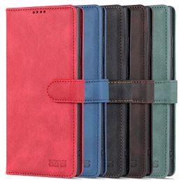 Wallet Phone Cases for Samsung Galaxy S22 S21 Ultra Plus Pure Colour Calfskin Texture PU Leather Flip Kickstand Cover Case with Cash Slots