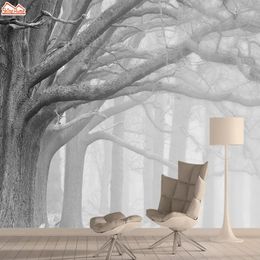 Wallpapers Foggy Forest Wall Paper Papers Home Decor 3d Nature Wallpaper Mural For Living Room Girls Peel And Stick Murals Rolls1