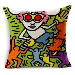 Keith Haring Cushion Cover Modern Home Decor Throw Pillow Case Car Seat Vintage Nordic Cushion Cover for Sofa Decorative Pillow EEF4859