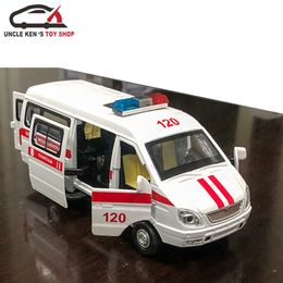 Diecast Russian GAZ Gazel Scale Ambulance Model, Metal Police Toys Taxi Cars For Boys Or Kids As Gifts With Functions LJ200930