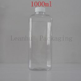 Clear Plastic Packaging Bottles With White Screw Cap ,Refillable Empty Cosmetic Containers,1000ML PET Shampoo,Shower Gel Bottle