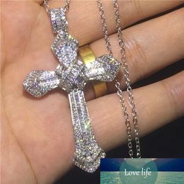 Luxury Big Cross Pendants Zircon Wedding Pendant with Necklace for Women and Men Party Jewellery