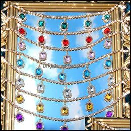 Pendant Necklaces & Pendants Jewellery Charm Shining Rhinestone Tennis Chain Choker Necklace For Women Square Crystal Fashion Luxury Drop Deli