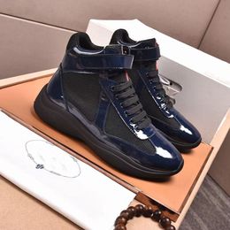 Americas Cup High-top Sneakers Shoes Men's Casual Walking Rubber Sole Men's Sports Mesh Fabric & Patent Leather Couple Trainer Discount