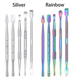 2022 new Colourful Stainless Steel vape Dabber Tool Rainbow Smoking Concentrate Wax Oil Pick Tools for Dry Herb dab Skillet