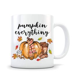 Fall Decor Coffee Mug Pumpkin Everything Autumn Cup Hostess Gift White Ceramic Mugs Y201006