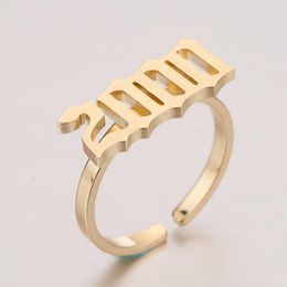 Stainless steel wedding ring plated gold Anniversary Rings couple Marriage engagement age Year of digital combination ring benmingnian birthday gift