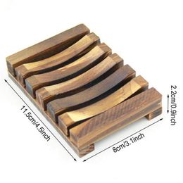 Natural Wooden Soap Dish Anti-slip Bathing Soap Tray Holder Storage Soap Rack Plate Box Container Bath Shower Plate Bathroom W67