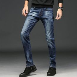 Fashion Men's Jeans Classic Stretch Slim Full Length Top Quality On Hot Sales 201117