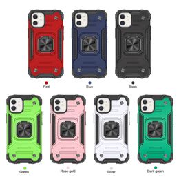 For iPhone 13 Pro Max 12 11 XS XR Hybrid Armor Phone Cases Shockproof TPU PC Car Magnetic Kickstand Back Cover