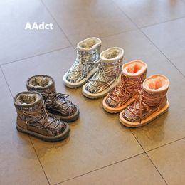 AAdct winter fur warm girls boots fashion princess new snow kids boots for girls Sequins cotton children shoes Brand LJ200911