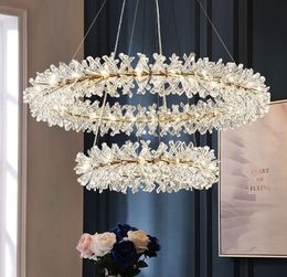 NEW Crystal rings chandelier flower crystal chandelier lighting living room led luxury crystal lustre dining room pendant lamp