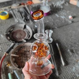 Thick Bent Neck Glass Bongs Colourful Hookahs Smoking Pipe Oil Dab Rigs Honeycomb percolator Water Pipes female Joint With 14mm Clear Bowl for Smokers Gift