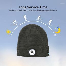 Winter Beanie Hat Wireless Bluetooth5.0 Smart Cap Headphone Headset With 5 LED Light Handfree Music Warm Cable Knitted Cycling Caps & Masks